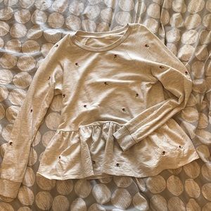 Anthropologie cream with roses peplum sweater